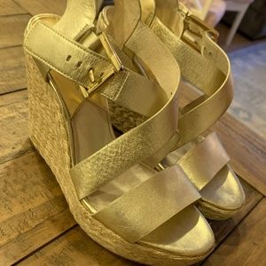 Michael Kors Platinum Gold Wedges